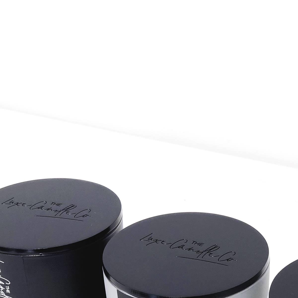 Black Candle with black metal lid - to protect candle when not in use + protect surface from heat damage by The Luxe Candle co
