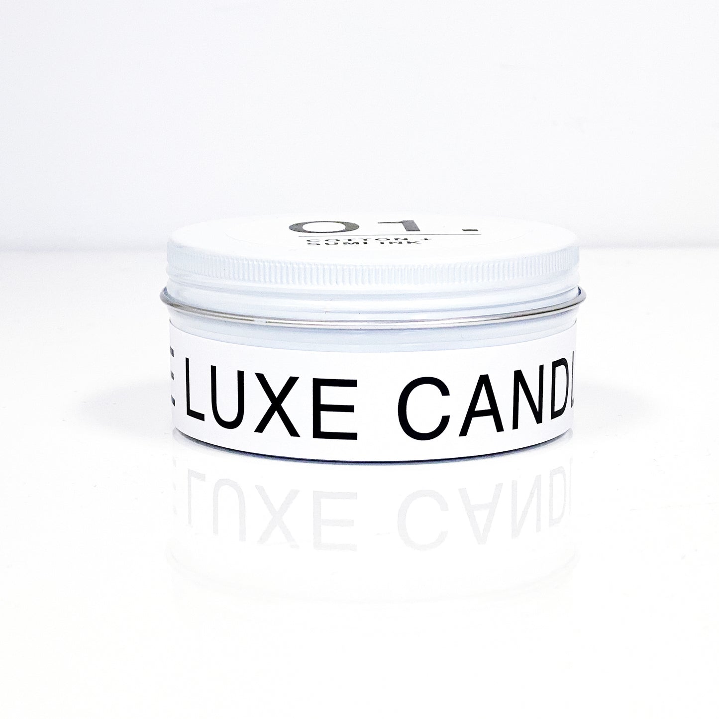 White travel candle tin | The Luxe Candle Co