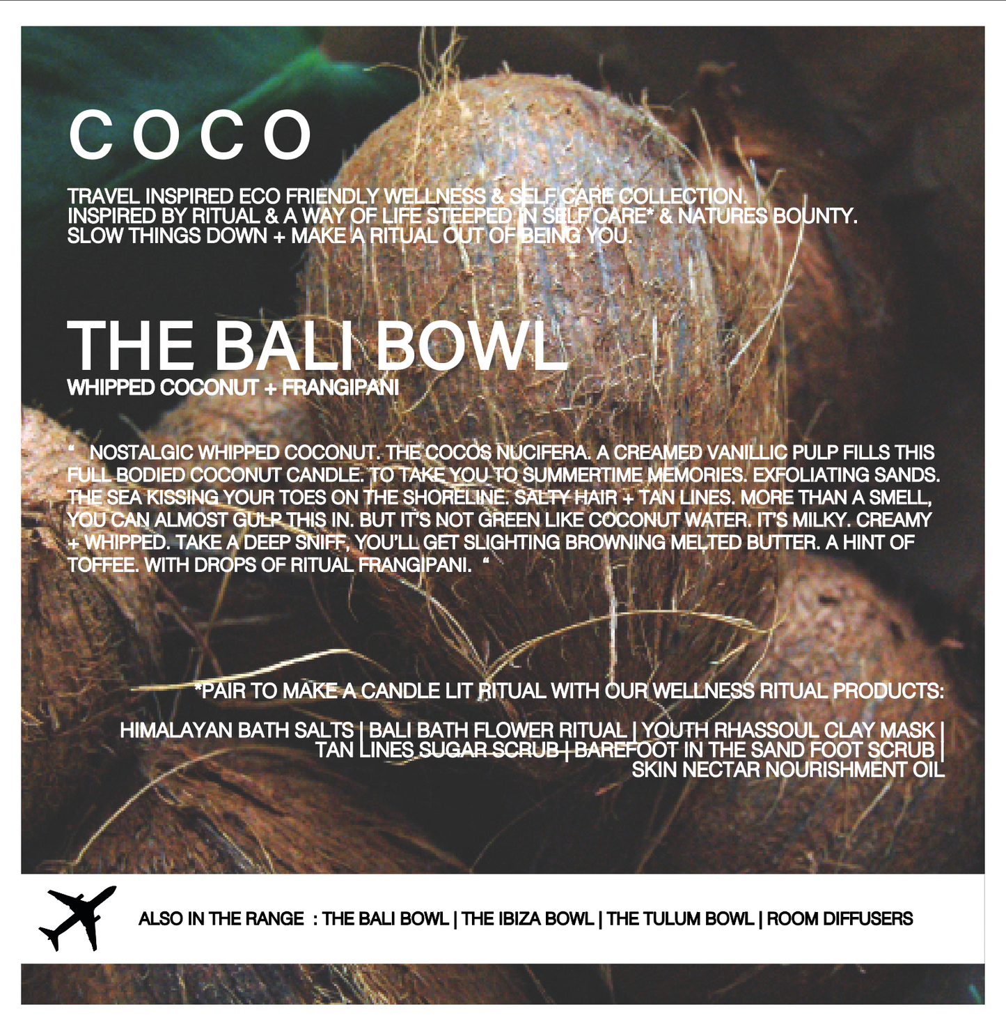 COCO - The Bali Bowl . Coconut + Frangipani Scented Coconut Eco Wax Candle