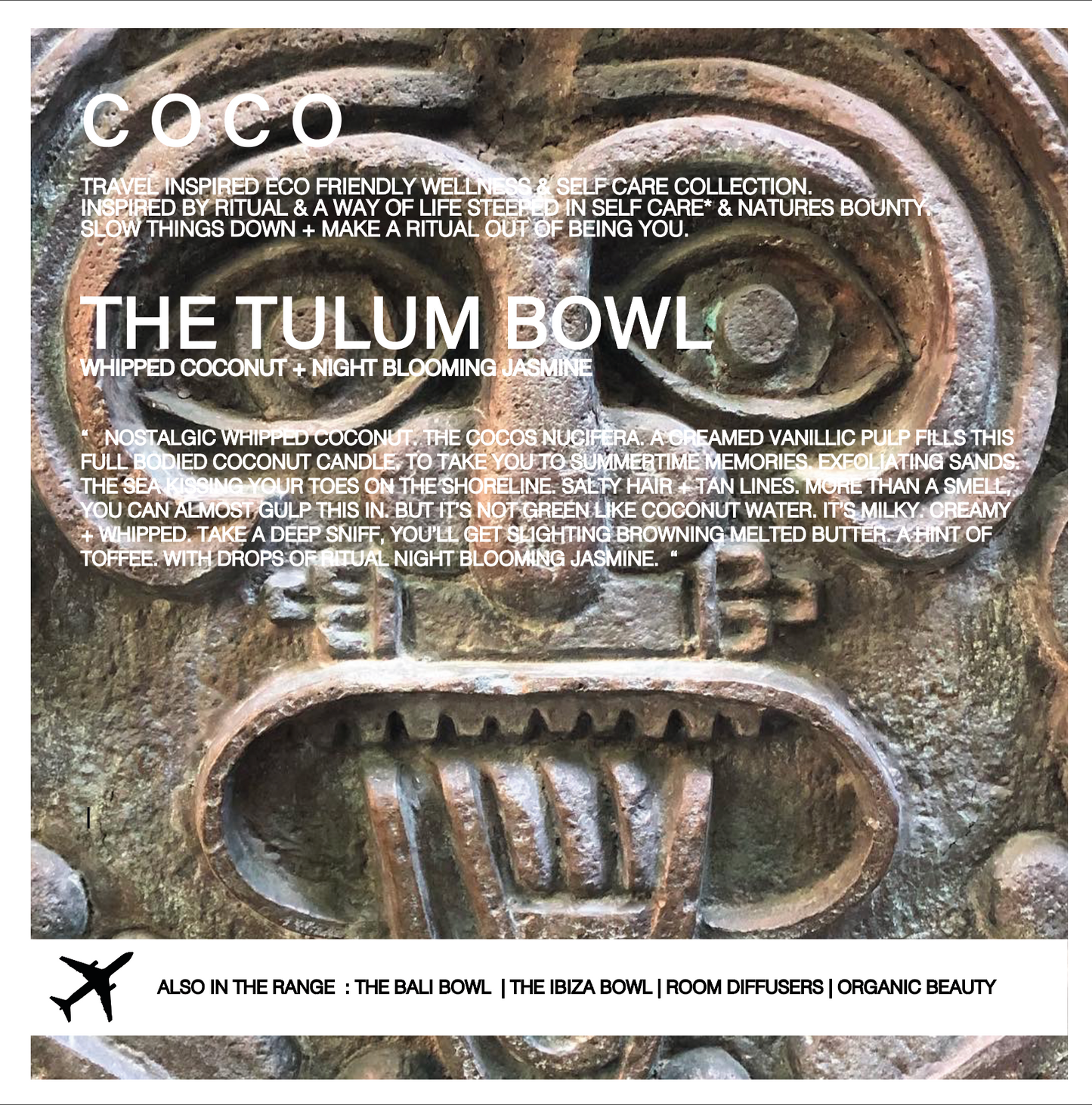 COCO - The Tulum Bowl . Reusable Coconut Bowl Mexican Night Blooming Jasmine Wax Candle
