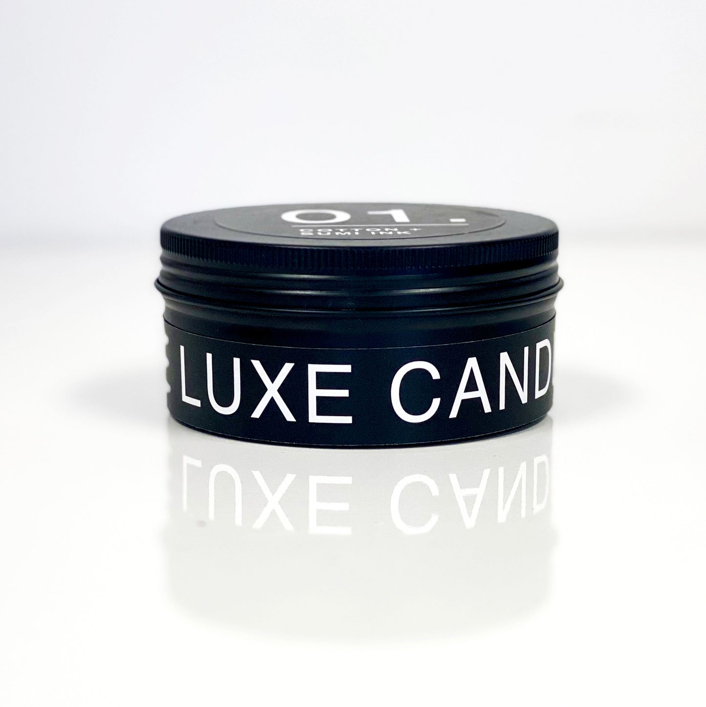 Soy wax travel candle black tin choose your fragrance | The Luxe Candle Co