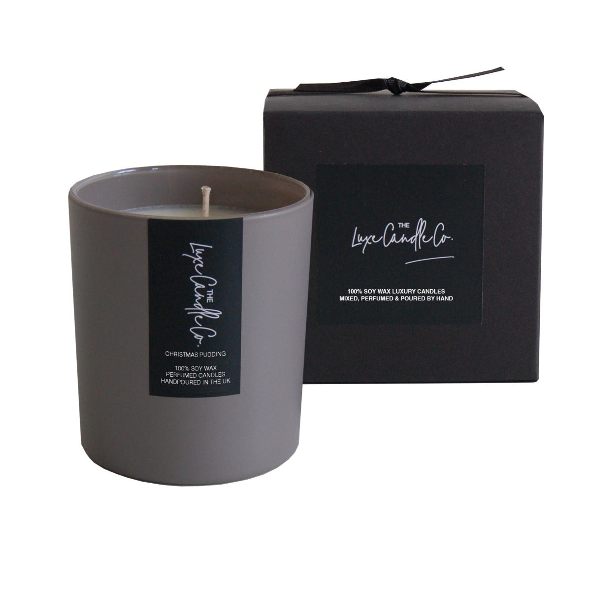 Grey Christmas Pudding scented soy wax candle | by The Luxe Candle Co