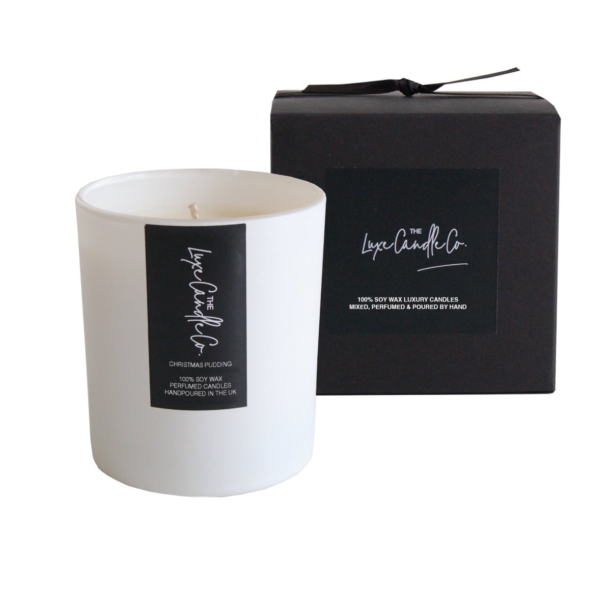 White Christmas Pudding scented soy wax candle | by The Luxe Candle Co