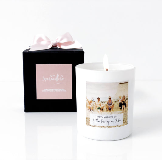 Personalised photo candle for Mothers Day Gift