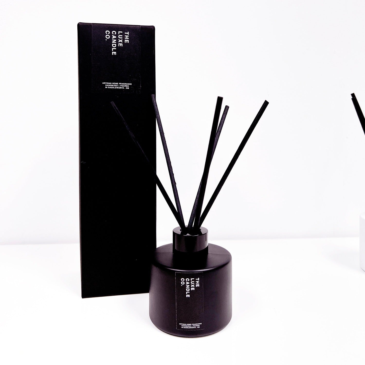 Black reed room fragrance diffuser for black interiors stylish homes. Interior designers favourites