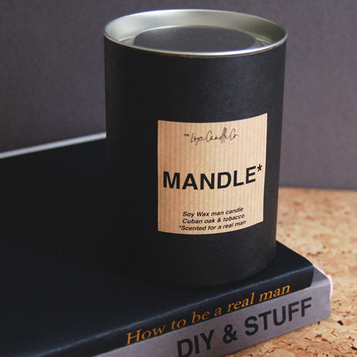 Man Candle . The Mandle . Modern . Grey . Cologne Fragrance