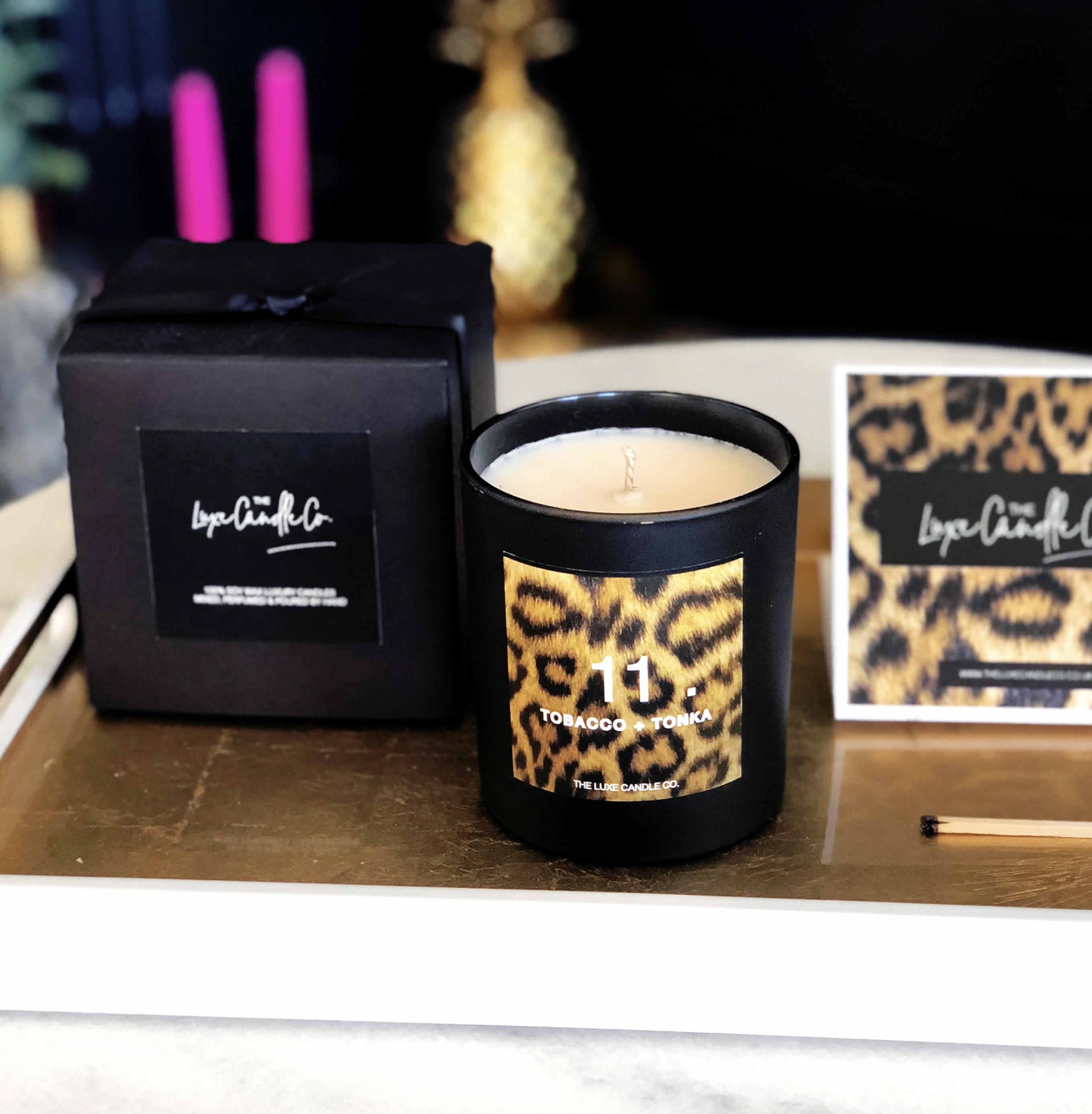 Leopard print home accessory - Luxe candle in black and animal print